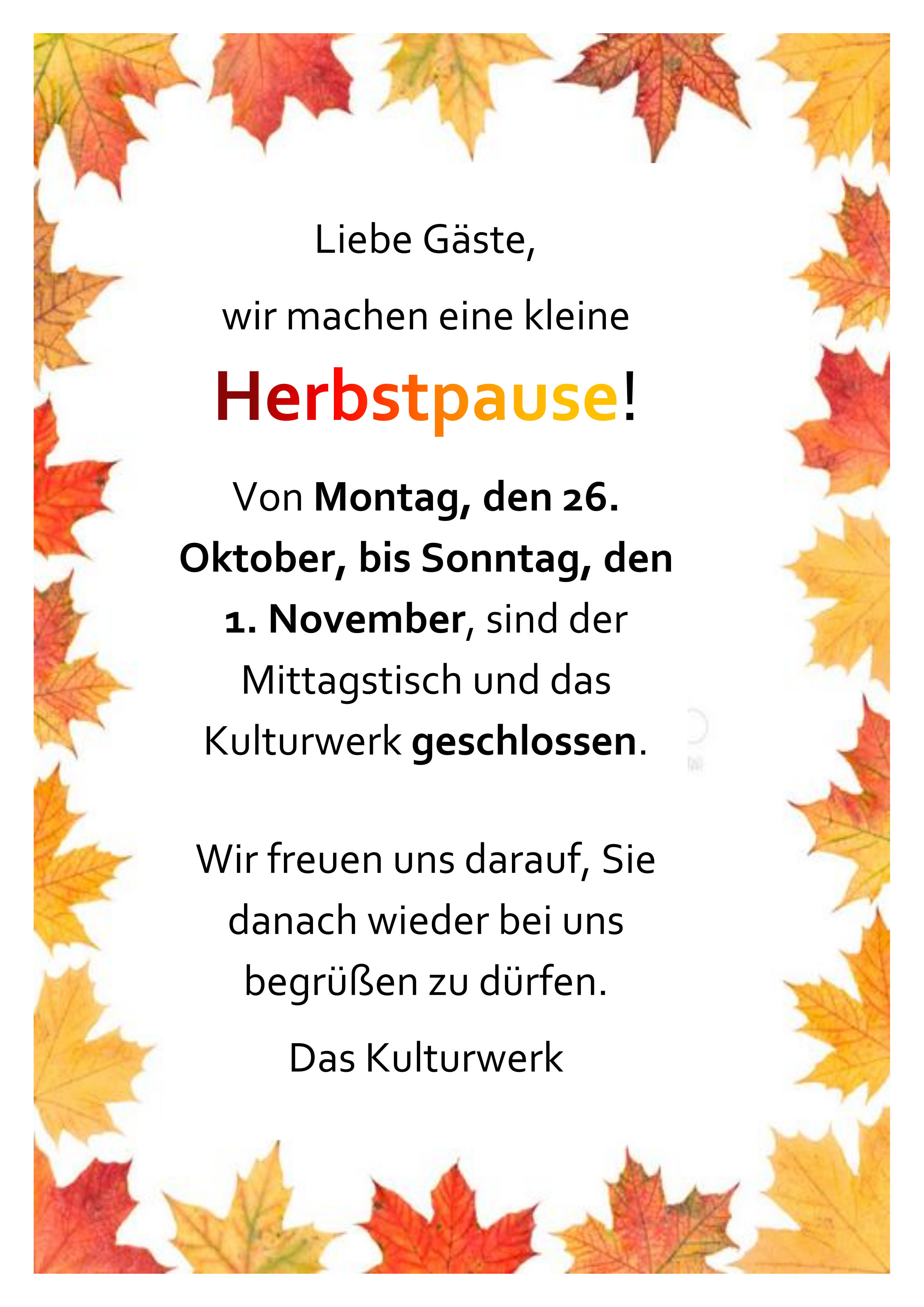 Wochenkarte KW 43 2026